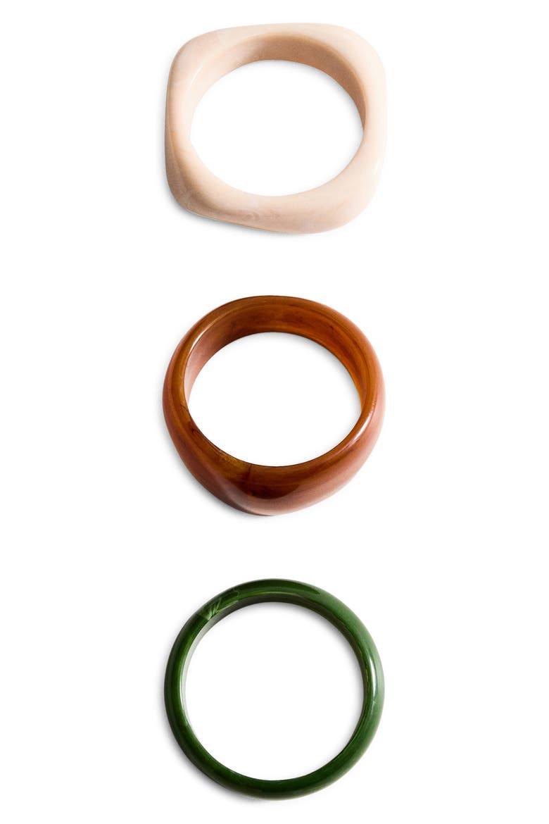 Set of 3 Assorted Bangles, Main, color, BROWN