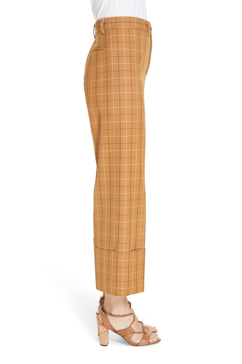 Sea Poirot Plaid Cuff Pants, Alternate, color, CARAMEL MULTI