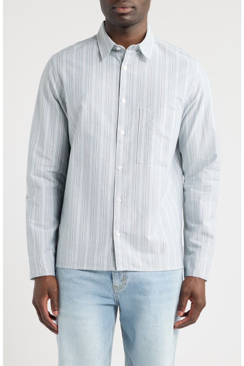 Saryan Organic Cotton Button-Up Shirt, Main, color, STORMY SEA ST.