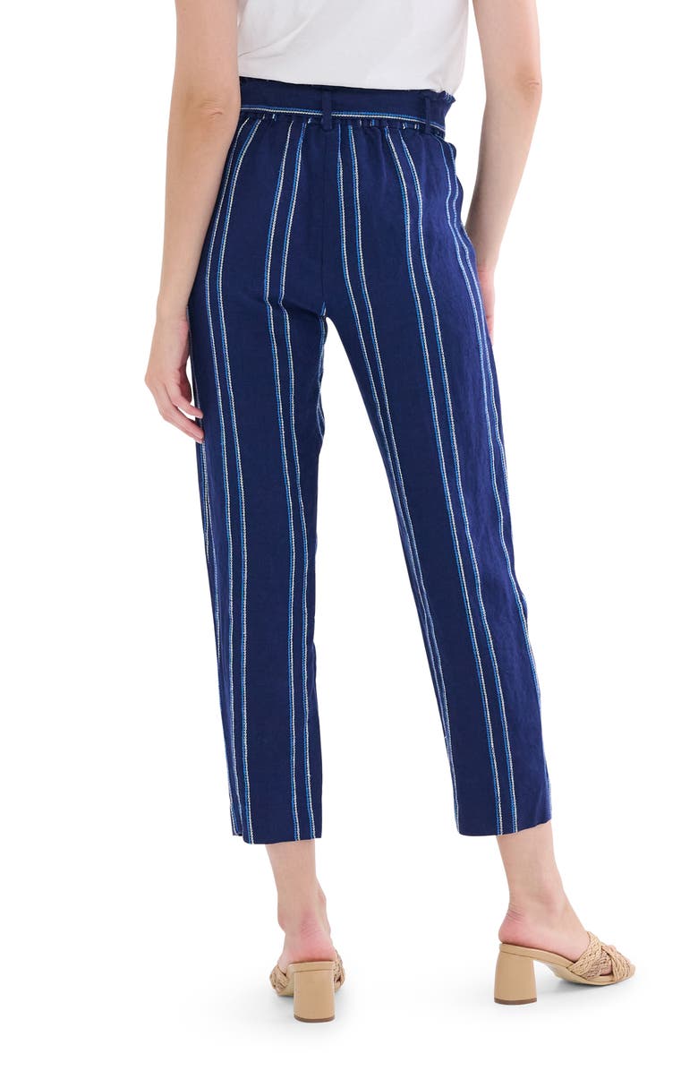 Hatley Beach Stripe Paperbag Waist Linen Pants, Alternate, color, 