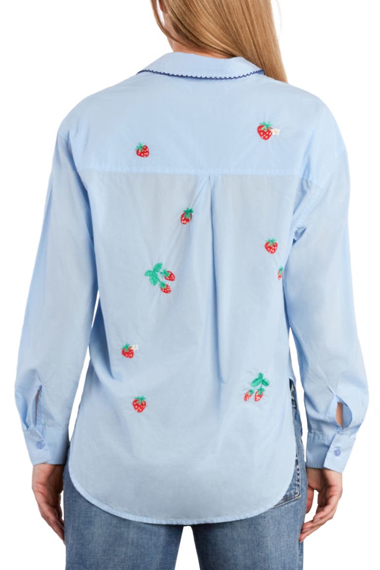 Strawberry Kisses Button-Up Shirt, Alternate, color, WINDSURFER BLUE