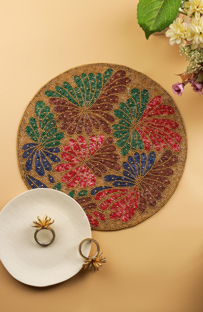 Tiramisu The Autumn Bloom Beaded Coaster, Alternate, color, Multi