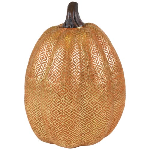 Northlight Touch Of Gold Textured Fall Harvest Pumpkin Decoration In Gold