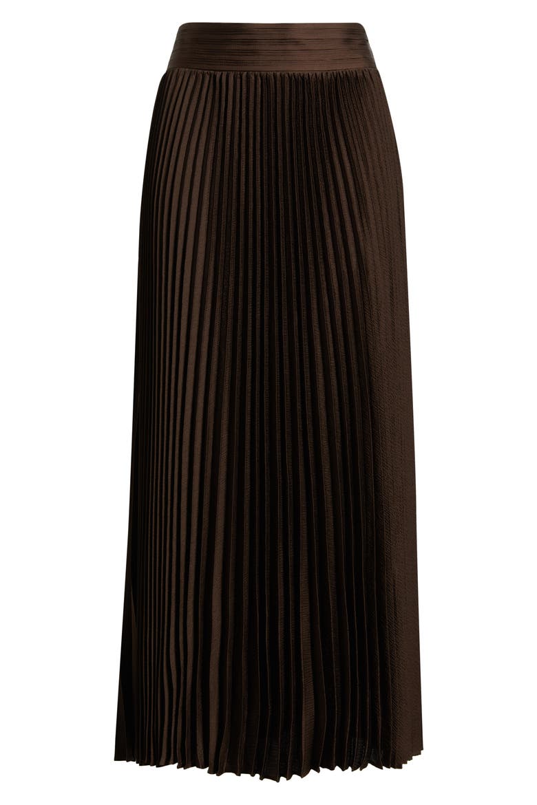 The Ayla Pleated Midi Skirt, Alternate, color, BISTRO BROWN