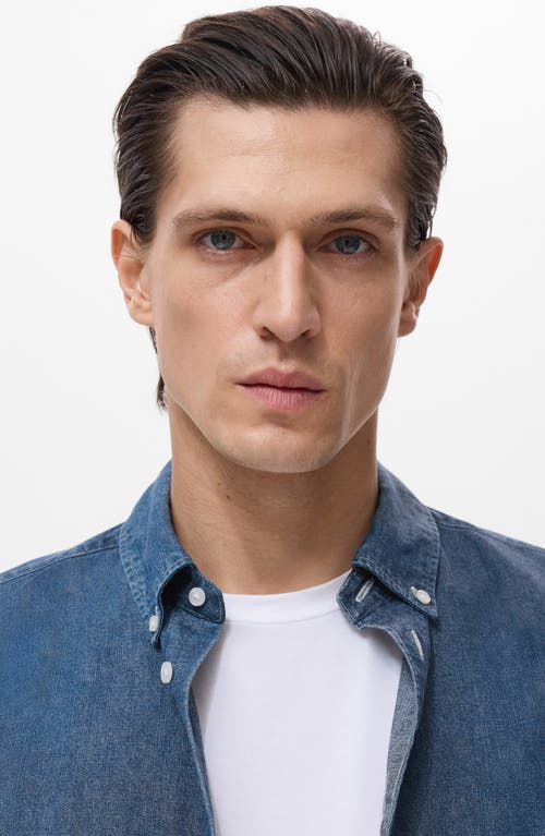 Mango Regular Fit Cotton & Linen Denim Button-down Shirt In Blue