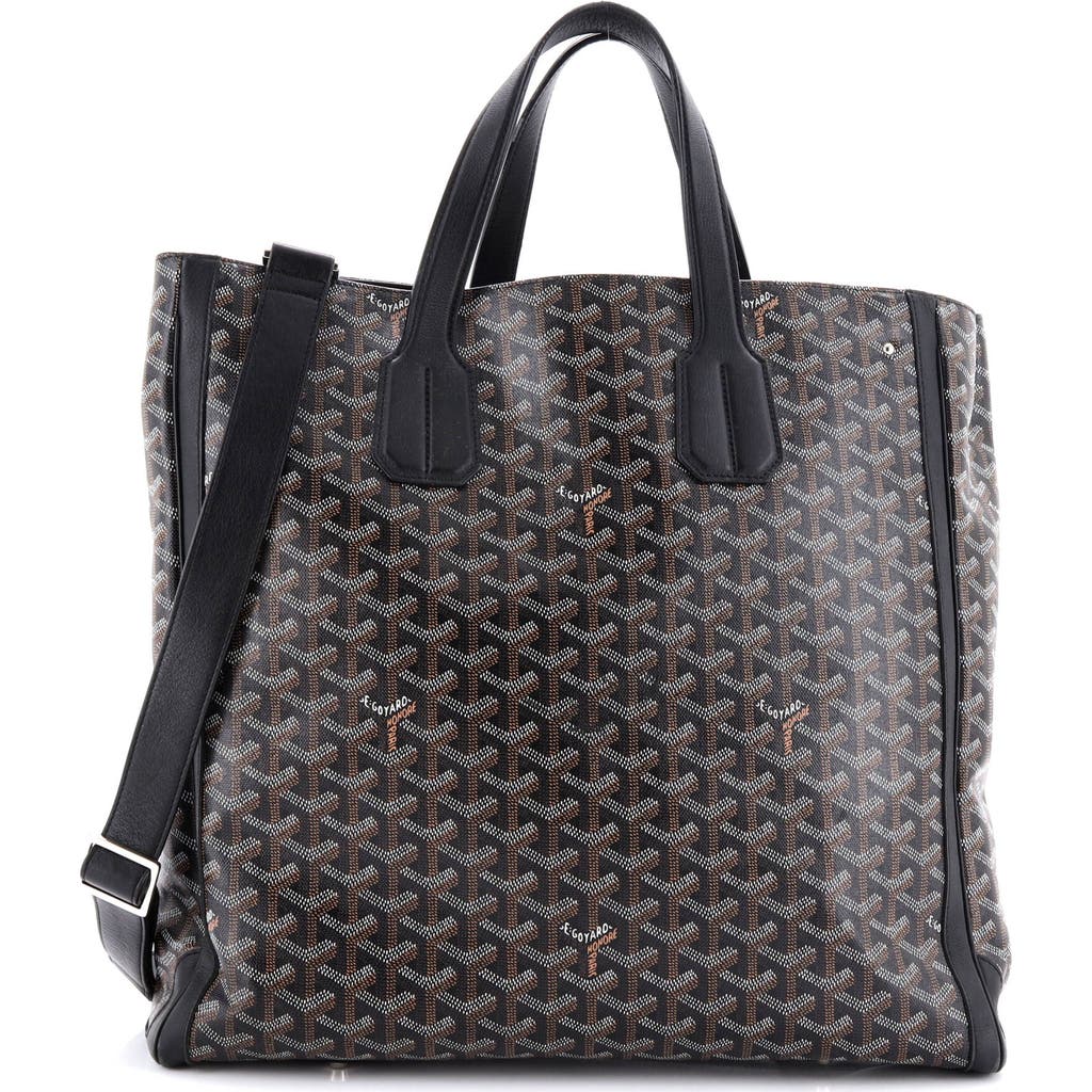 Pre-owned Goyard Goyard Voltaire Convertible Tote Coated Canvas In Black