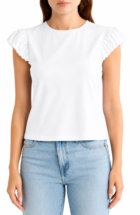 Ruffle Cap Sleeve T-Shirt