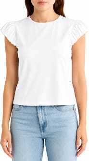 Nanette Lepore Ruffle Cap Sleeve T-Shirt