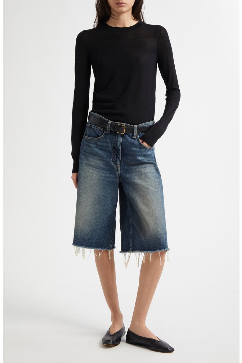 Alona Frayed Denim Bermuda Shorts, Alternate, color, SIMON WASH