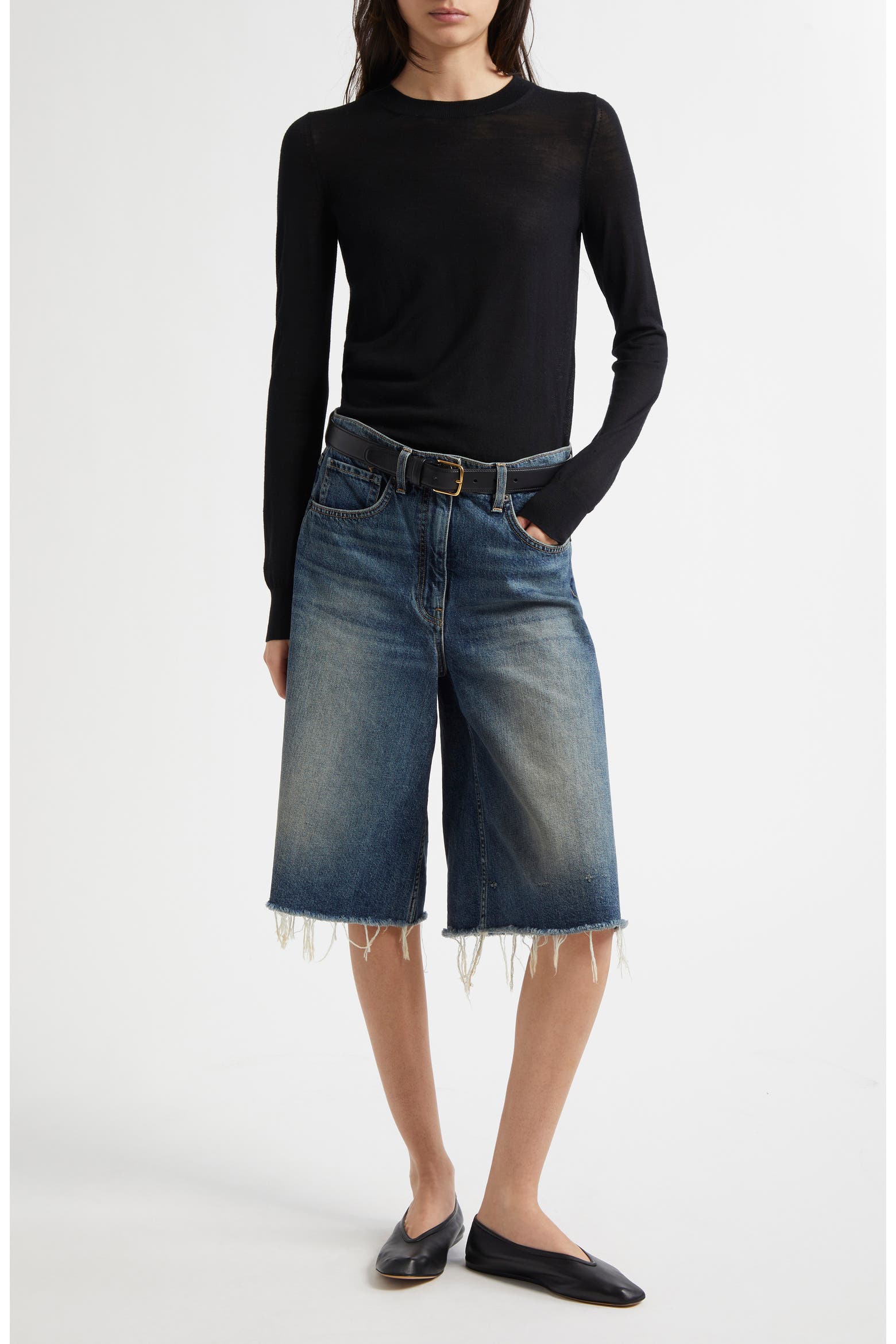 Freayed Nili Lotan Alona Frayed Denim Bermuda Shorts (Women) | Nordstromrack