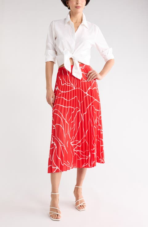 Chiffon Pleated Midi Skirt