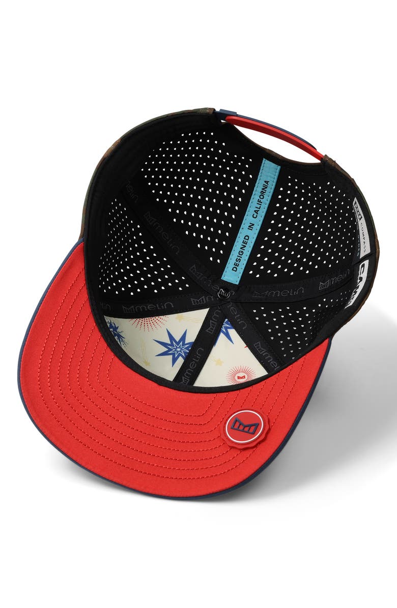Melin Hydro Compass Merica Camo Performance Snapback Ball Cap, Alternate, color,