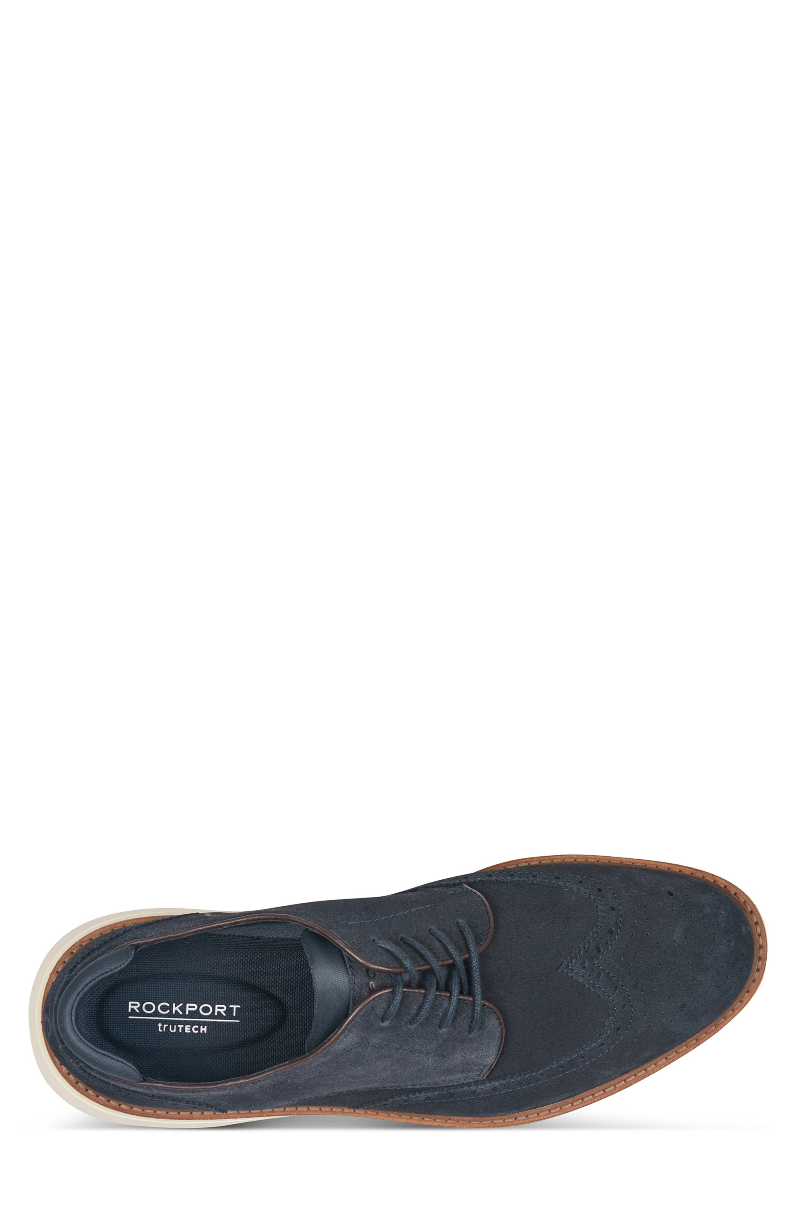 Melrose Leather Wingtip Derby, Alternate, color, DARK BLUE SUEDE