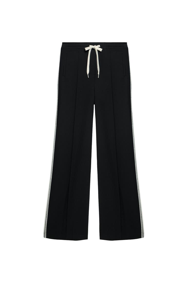 Crochet Trim Wide Trousers, Alternate, color, Black