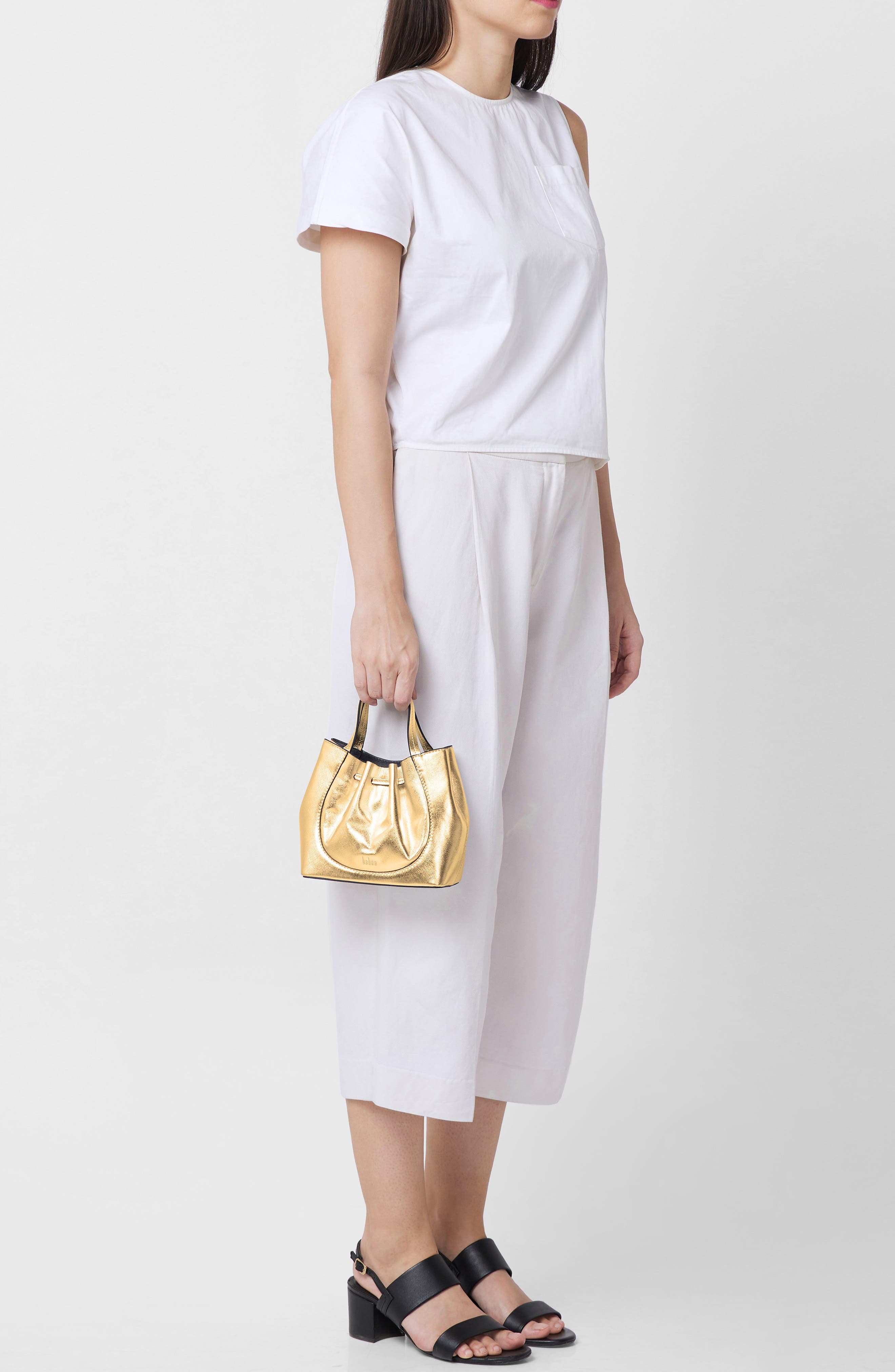 behno Mini Katrina Metallic Leather Crossbody Tote, Alternate, color, Gold