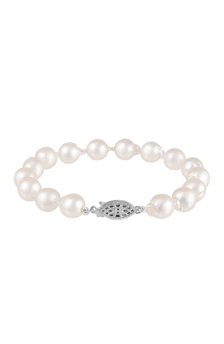 SPLENDID PEARLS 7-8mm Natural White Japanese Akoya Pearl Bracelet, Main, color, 