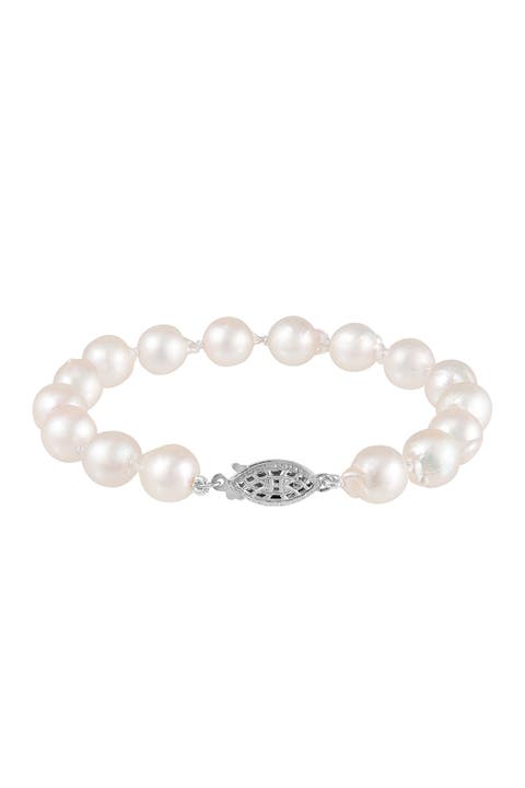 7-8mm Natural White Japanese Akoya Pearl Bracelet
