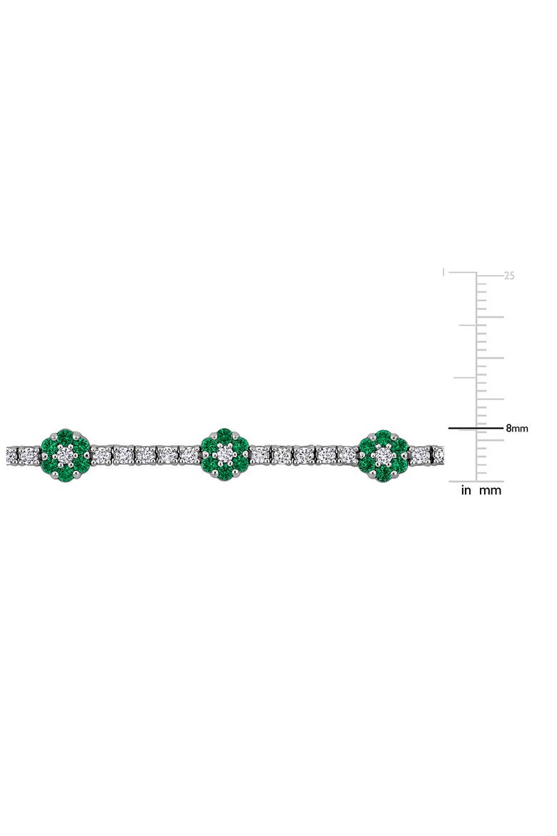 Sterling Silver Created Emerald Flower Station Necklace, Alternate, color, GREEN