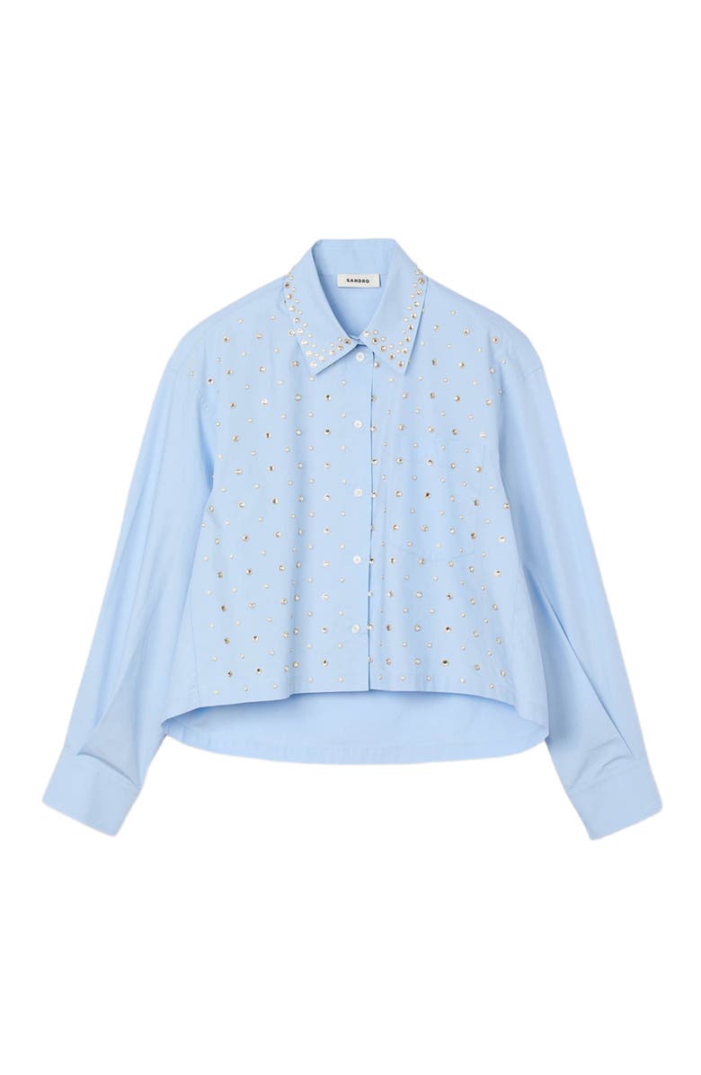 SANDRO Rhinestone shirt, Alternate, color, Sky Blue
