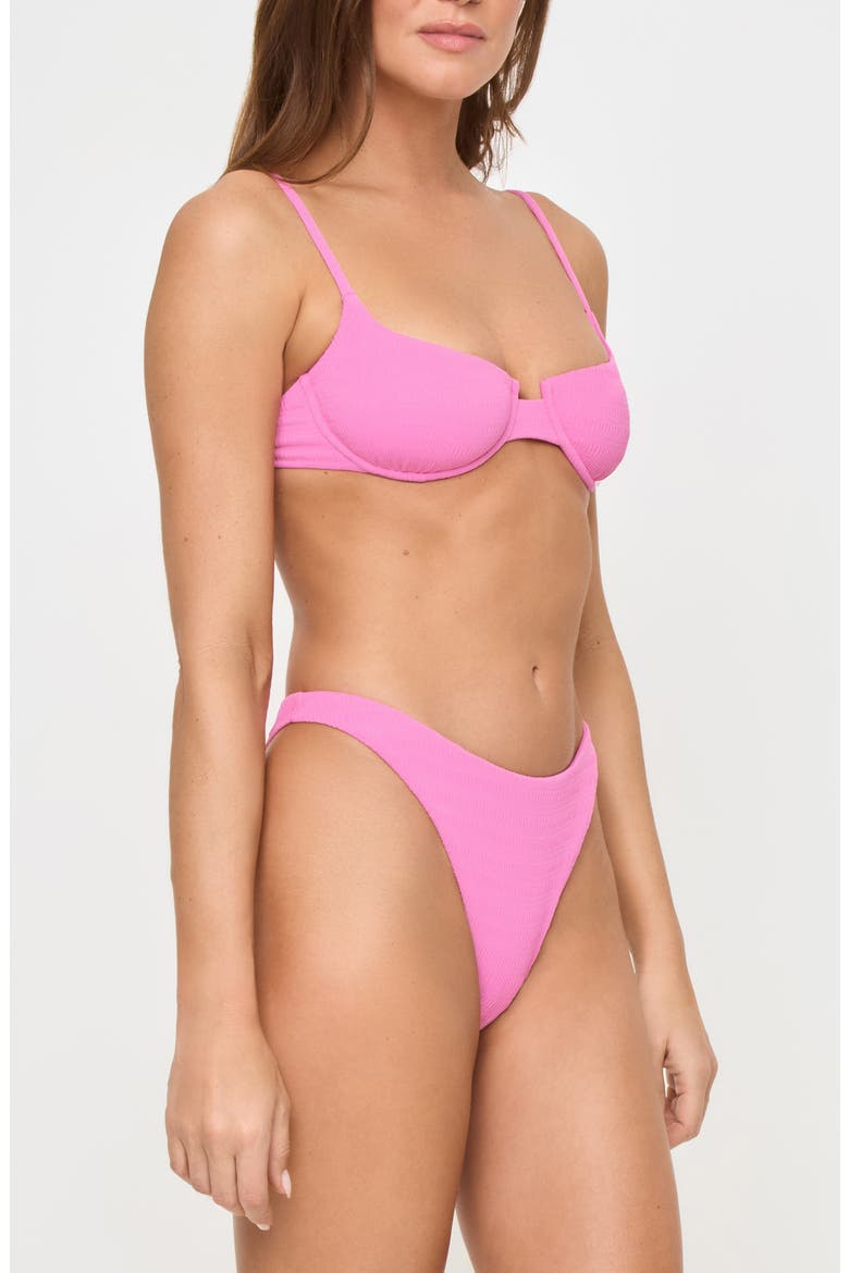 Belle Underwire Pucker Textured Bikini Top, Alternate, color, HOTTEST PINK