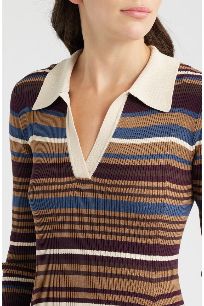 Stripe Long Sleeve Midi Sweater Dress, Alternate, color, CAMEL MULTI