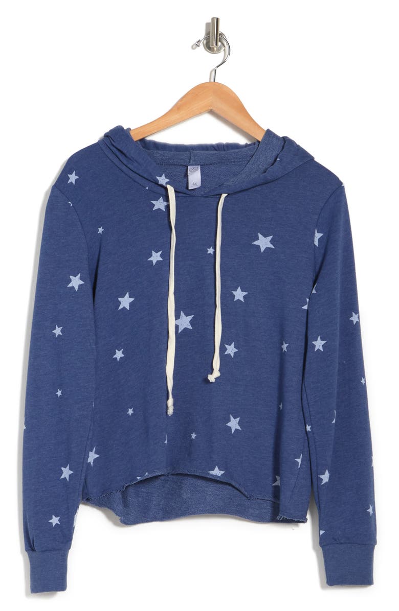 Alternative Star Print Raw Edge Hoodie, Alternate, color, 