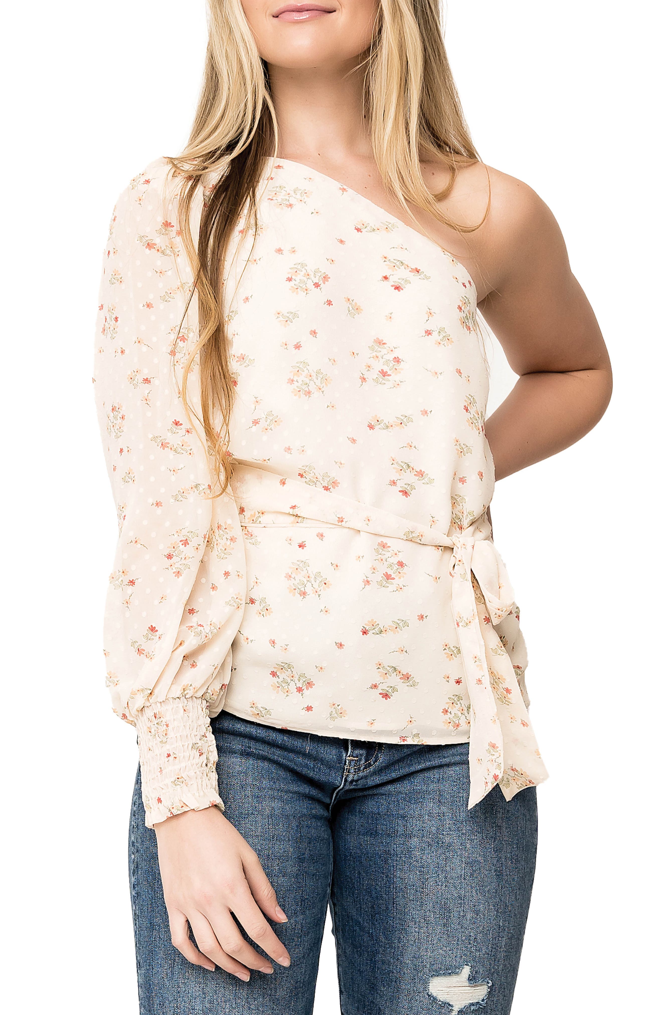GIBSONLOOK Floral One-Shoulder Blouse