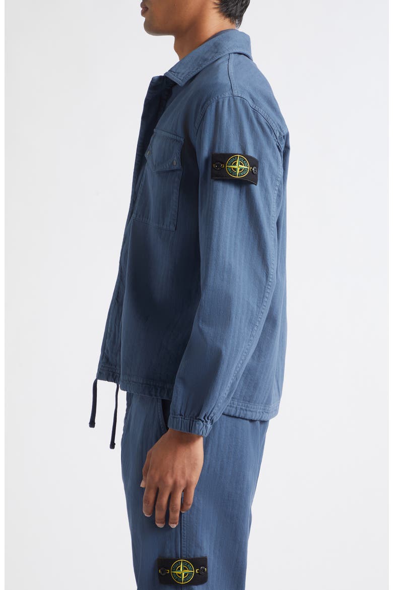 Compass Patch Cotton Herringbone Overshirt, Alternate, color, V002E SLATE BLUE