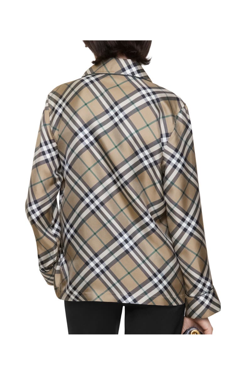 Burberry Check Silk Pyjama Shirt, Alternate, color, Linden Beige