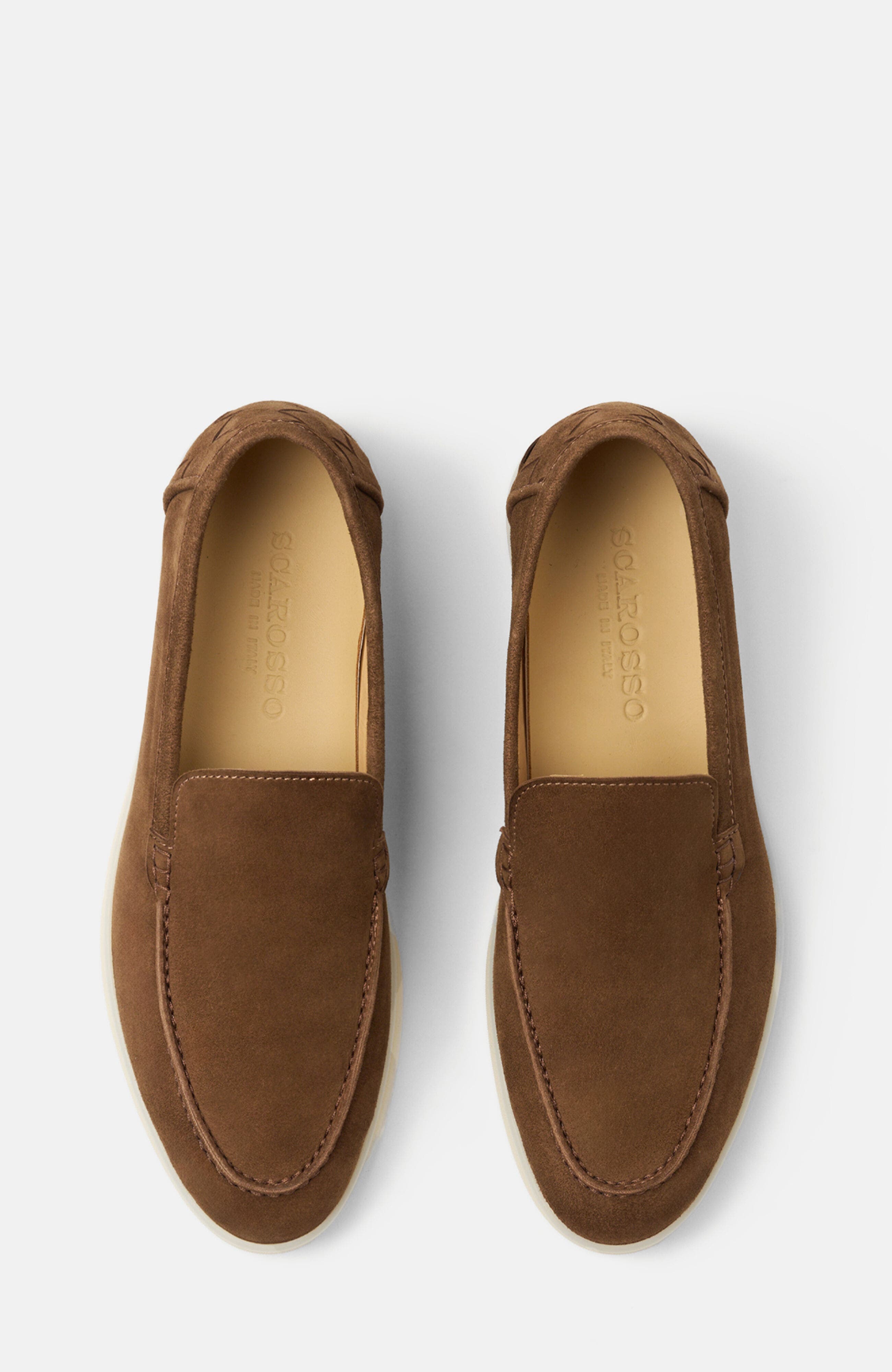 SCAROSSO Ludovica Woven Loafers, Alternate, color, Chocolate - Suede