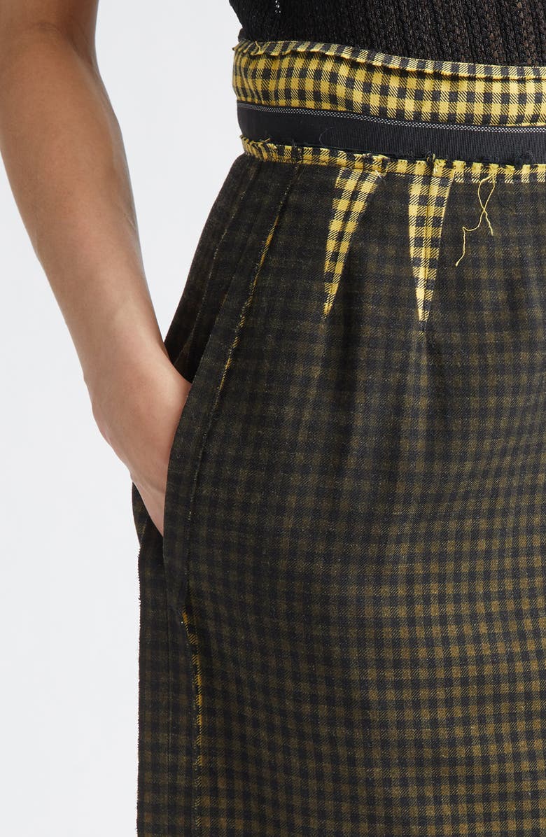 Maison Margiela Check Deconstructed Skirt, Alternate, color, Yellow/ Black