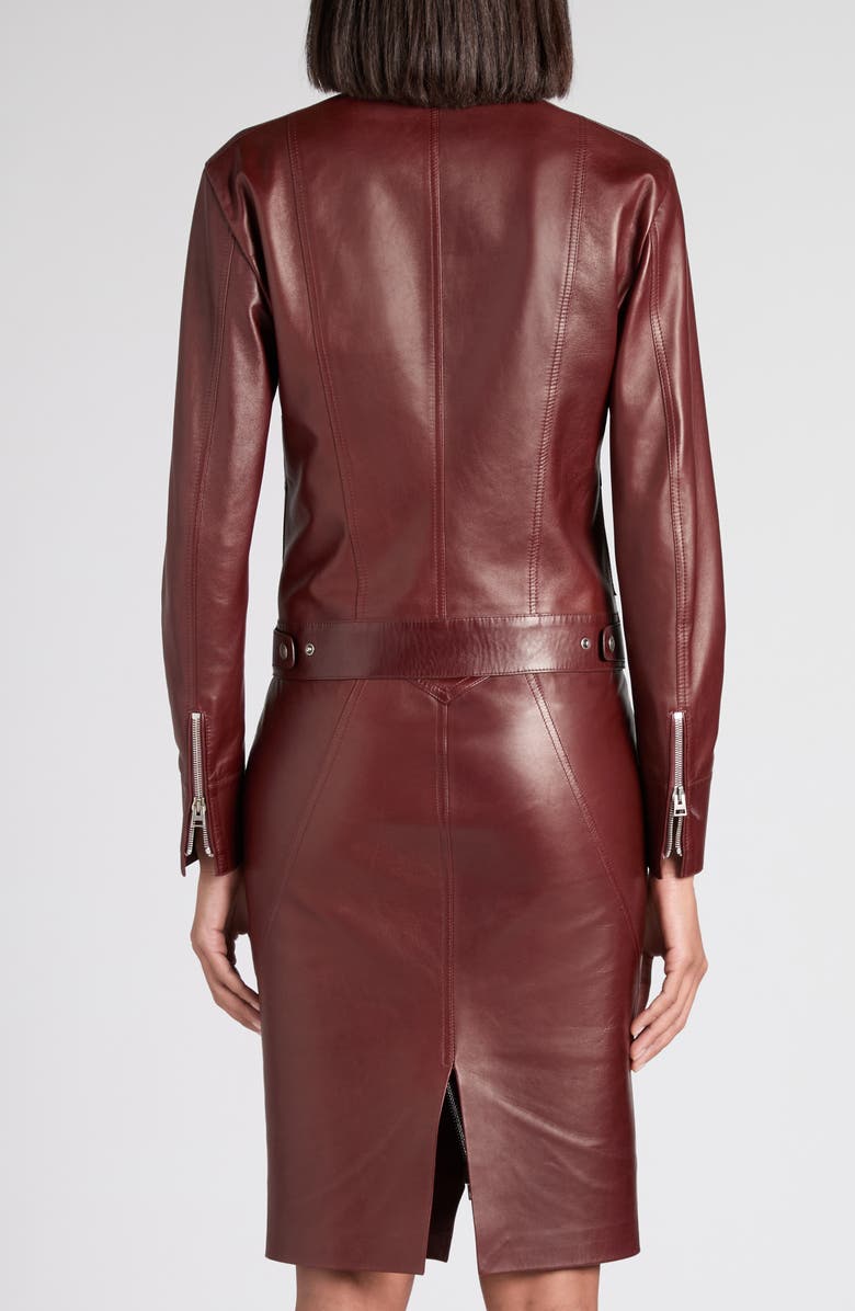 TOM FORD Plongé Leather Racer Jacket, Alternate, color, Er532 Burgundy