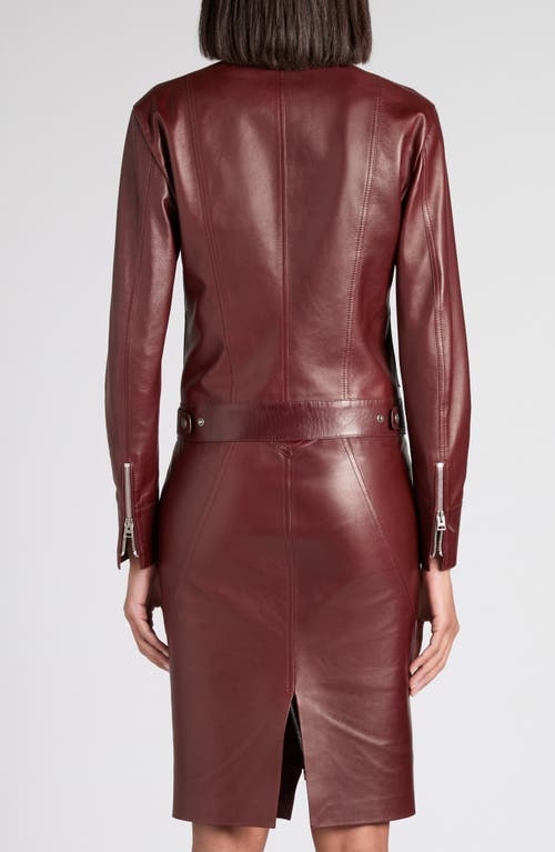 Tom Ford Plongé Leather Racer Jacket In Burgundy
