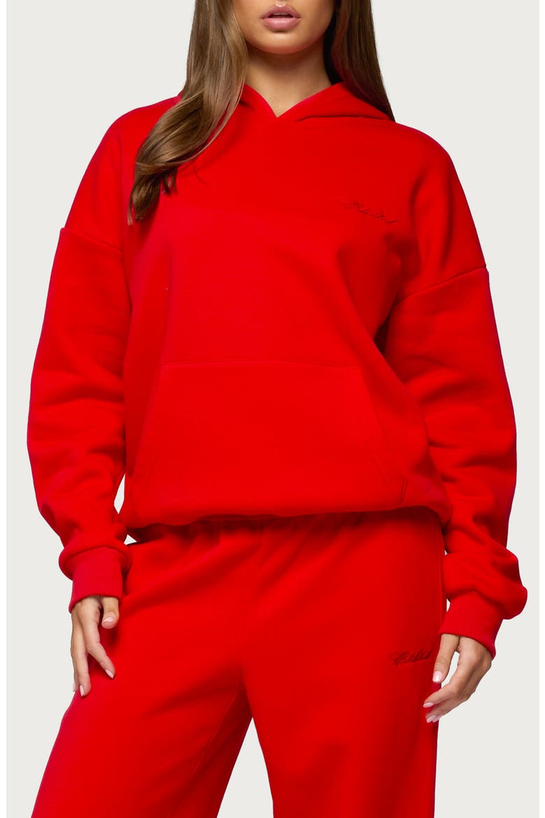 Basic Girl Oversize Hoodie, Main, color, RED