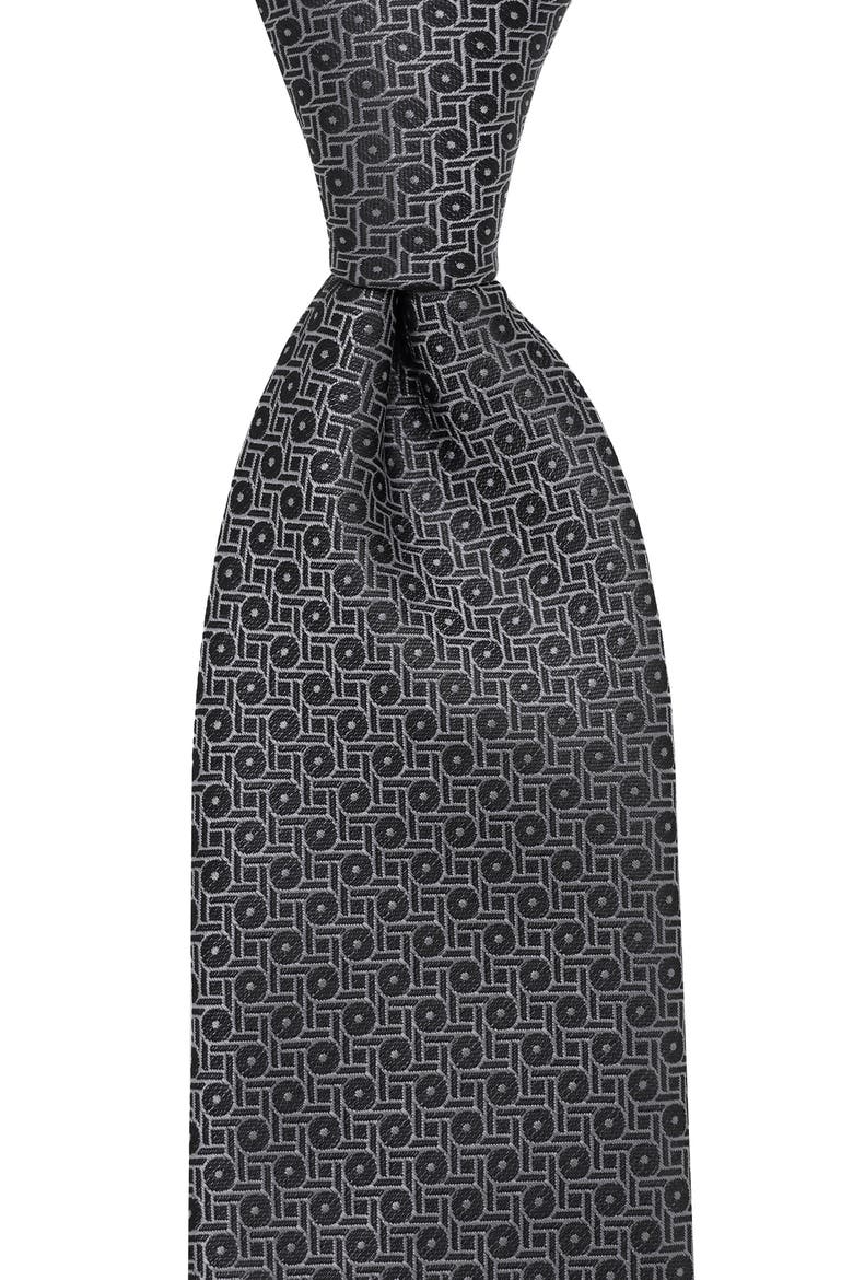 Geometric Tie, Alternate, color, BLACK/ CHARCOAL