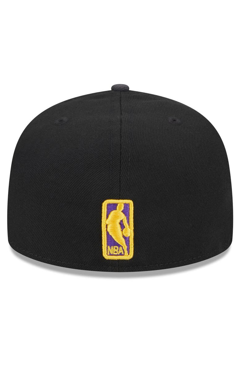 New Era Men's New Era Black Los Angeles Lakers Rally Drive Checkerboard 59FIFTY Crown Fitted Hat, Alternate, color, Black