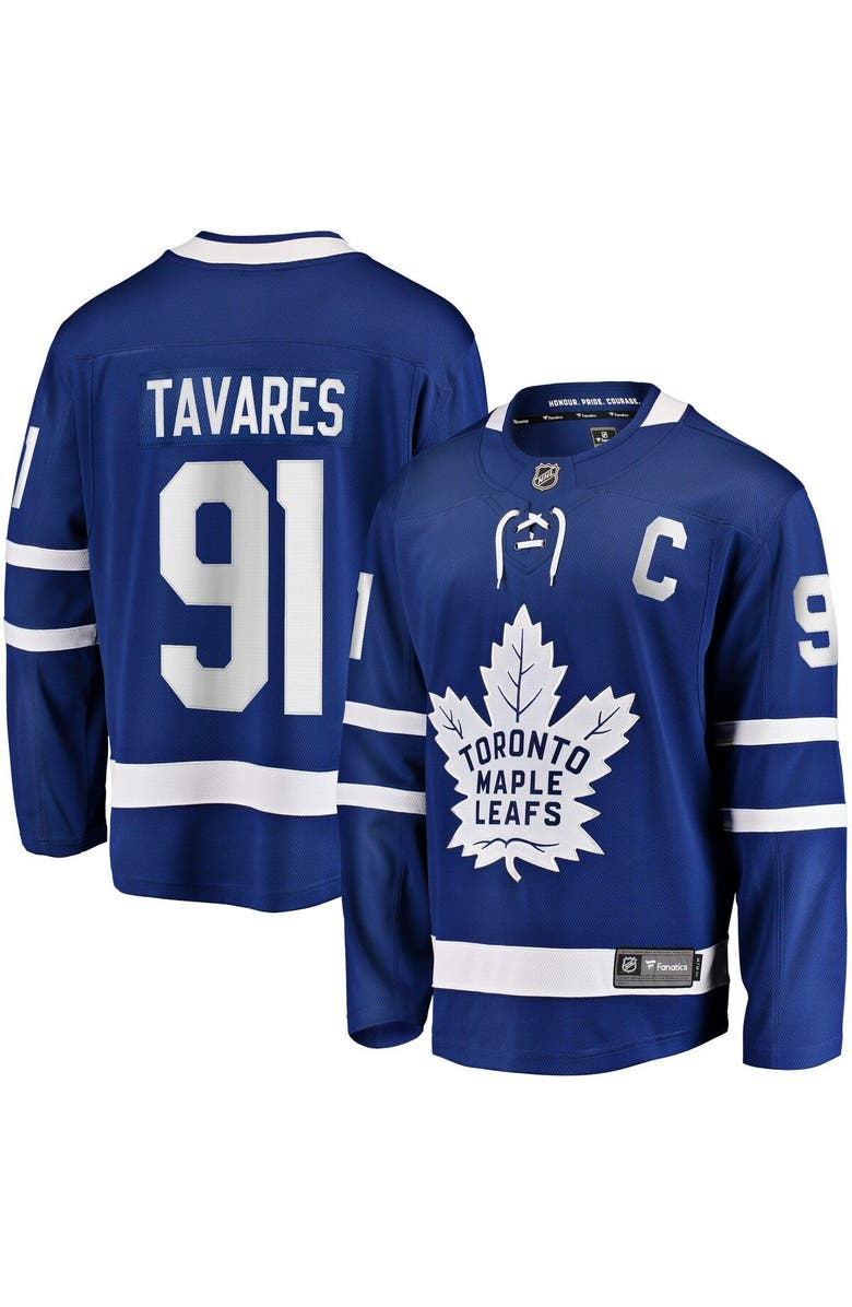 FANATICS Men's Fanatics Branded John Tavares Blue Toronto Maple Leafs Home Captain Premier Breakaway Player Jersey, Alternate, color, 