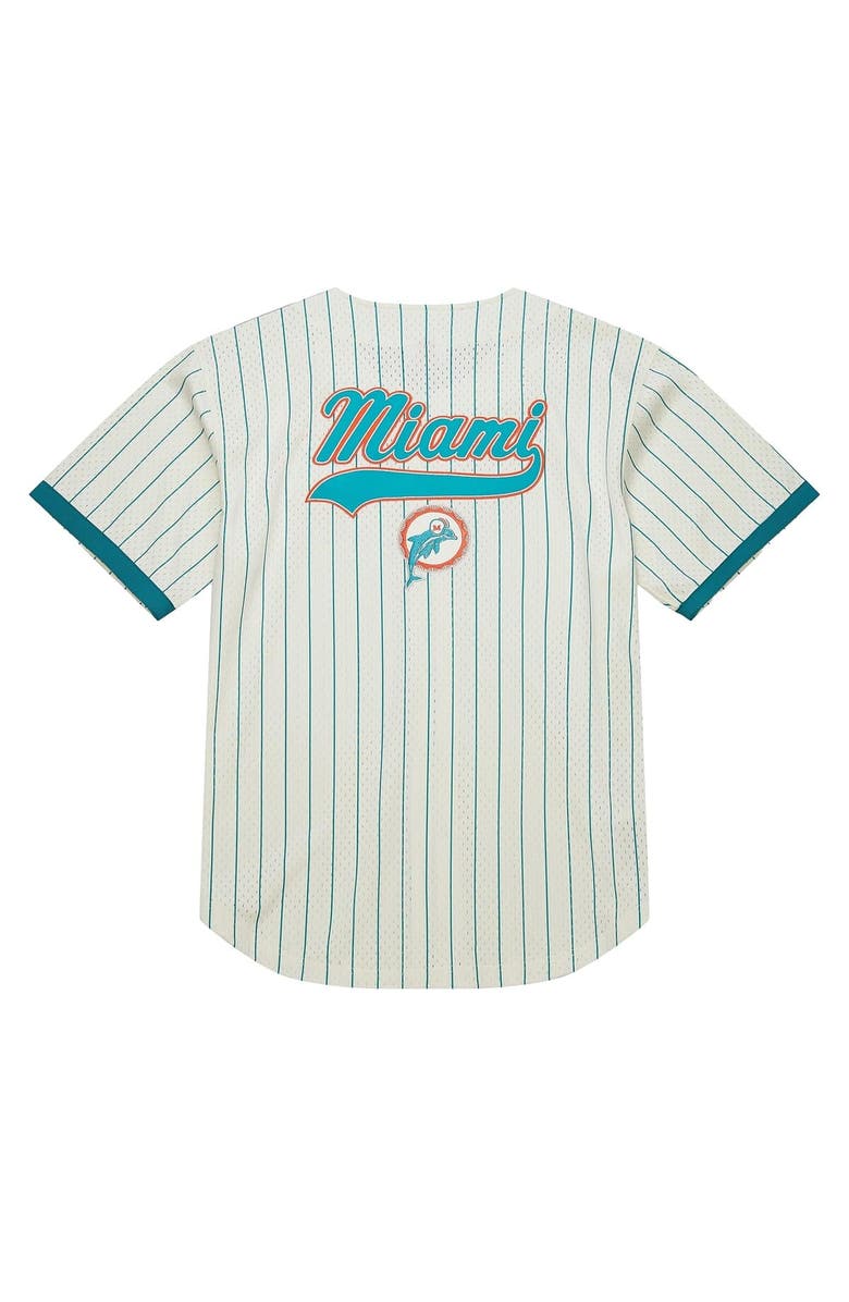 Mitchell & Ness Men's Mitchell & Ness  Cream Miami Dolphins Final Seconds Vintage Logo Mesh Button-Up Shirt, Alternate, color, Cream