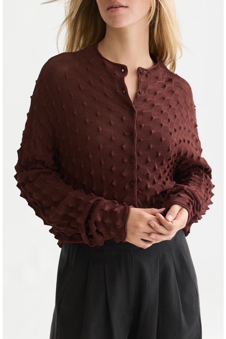 Textured Stitch Cardigan, Main, color, BITTER CHOCOLATE