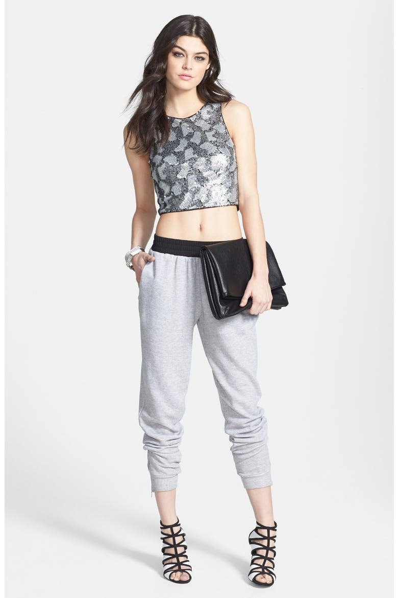 Side Zip Cotton Blend Track Pants, Alternate, color, GREY MELANGE