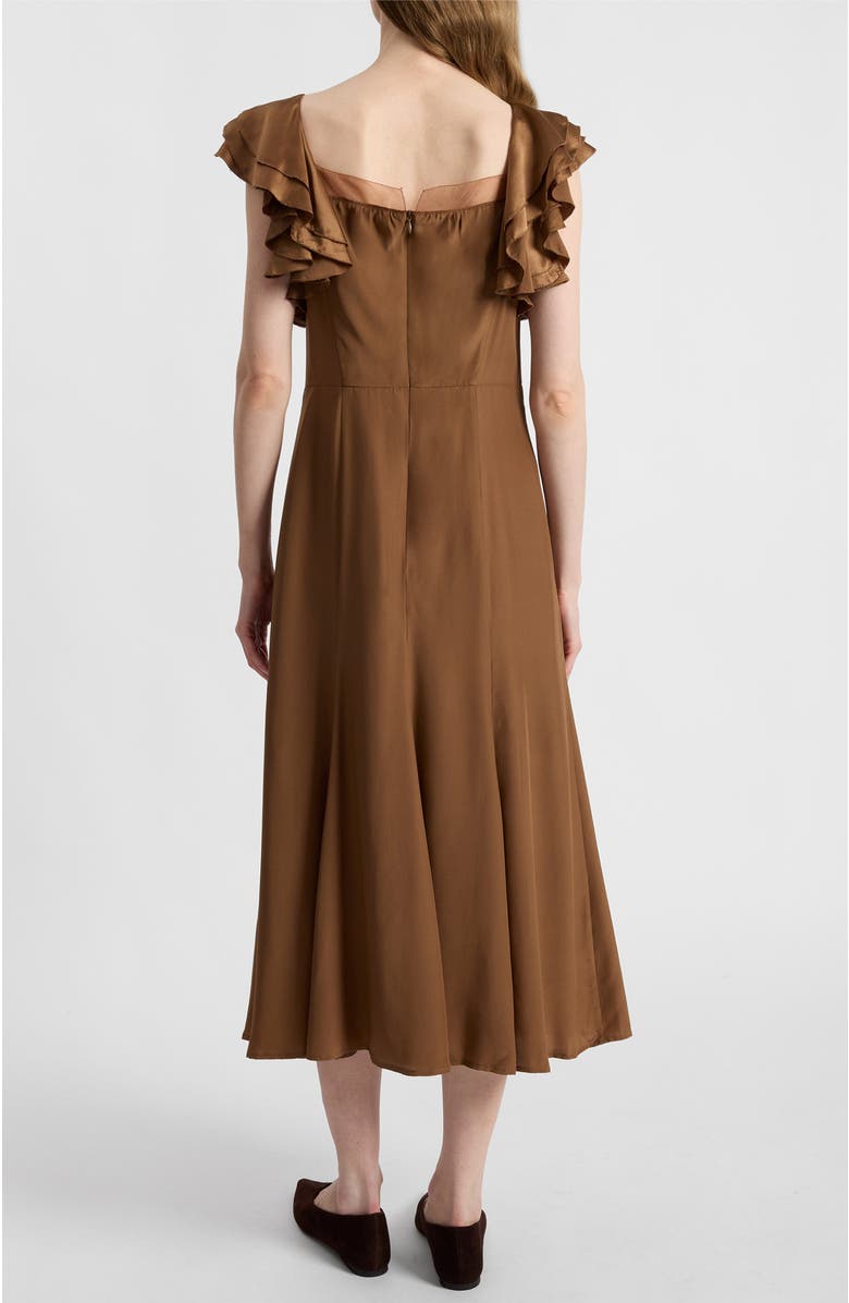 Santorelli Yeda Fit and Flare Midi Dress in Silk Crepe de Chine, Alternate, color, Dark Bronze