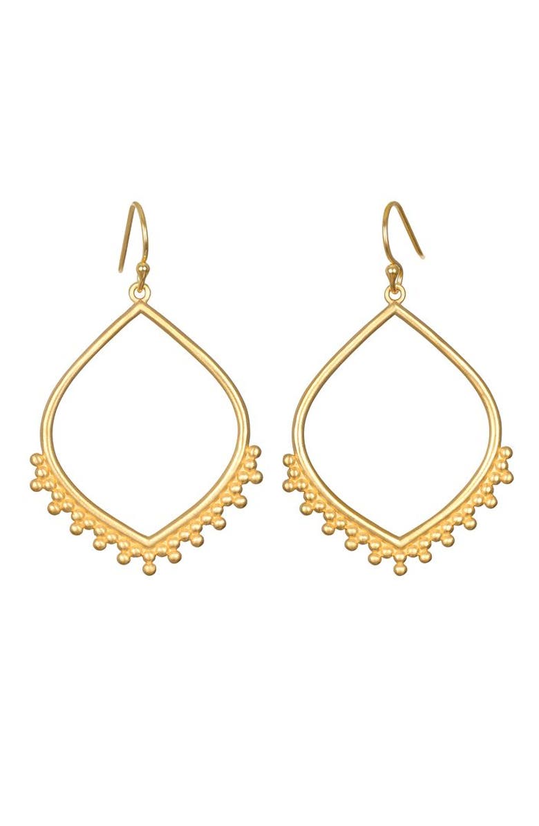Satya Jewelry Open to Receive Lotus Petal Hoop Earrings, Main, color, Gold