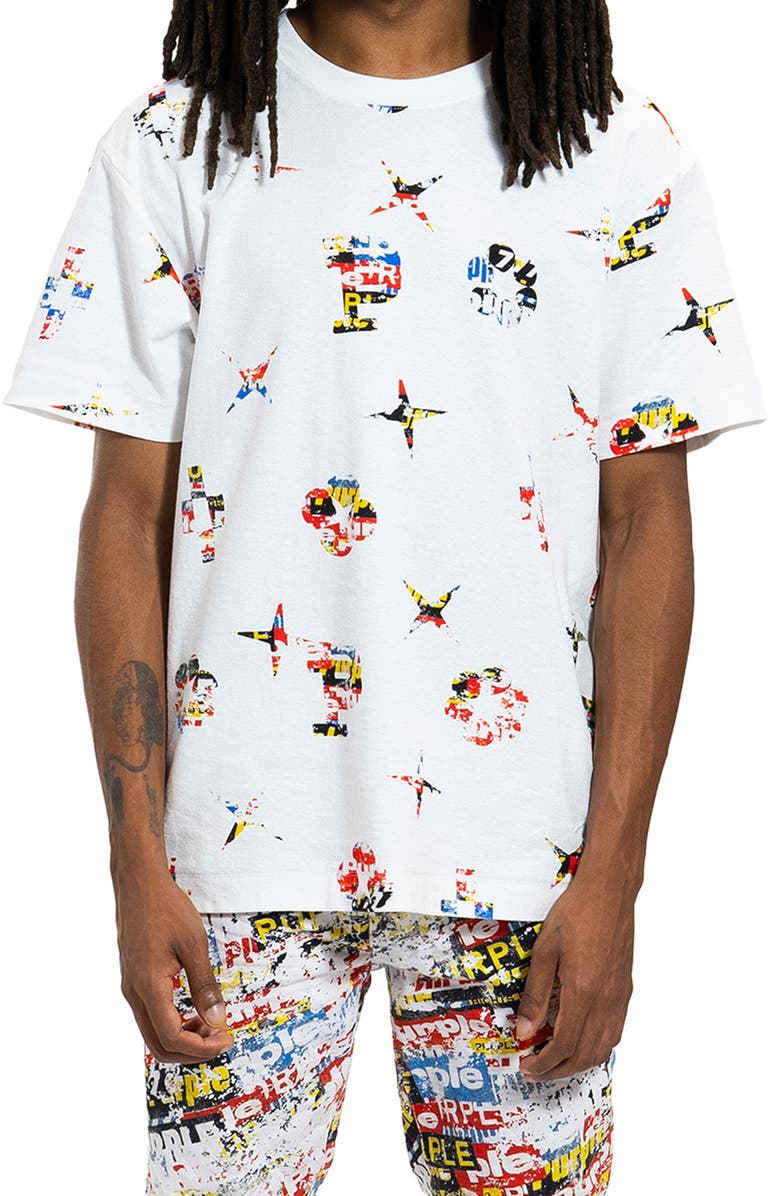 PURPLE BRAND Graphic Print Textured Cotton Jersey T-Shirt, Main, color,