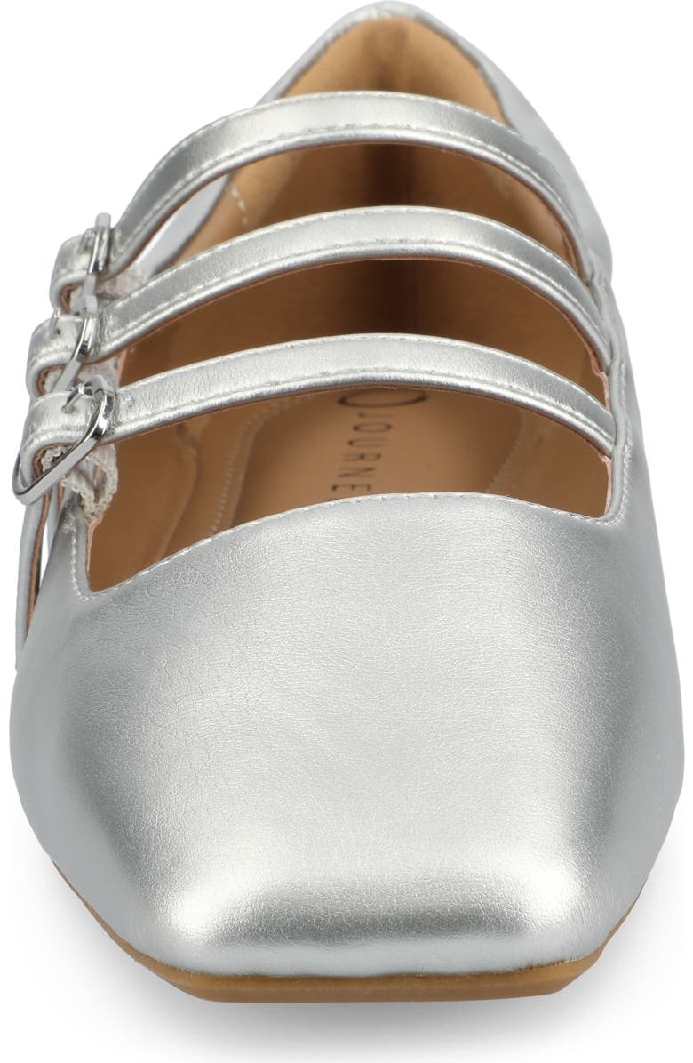 Journee Collection Darlin Multi Strap Mary Jane Flat, Alternate, color, Silver