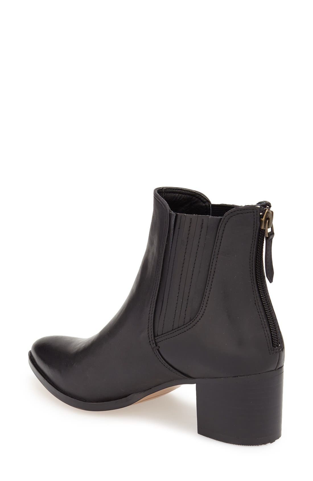 'Bailey' Pointy Toe Block Heel Bootie, Alternate, color, BLACK LEATHER