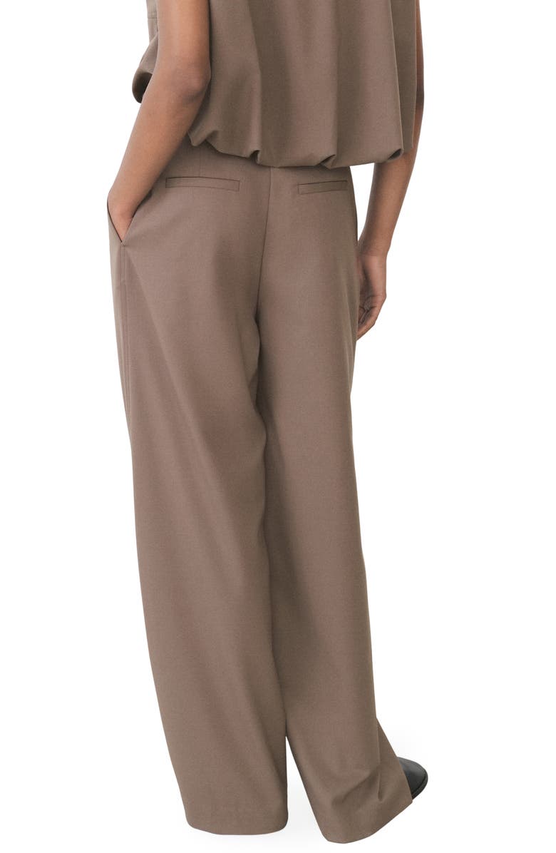 MANGO Oliana Belted Pleated High Waist Pants, Alternate, color, Medium Brown
