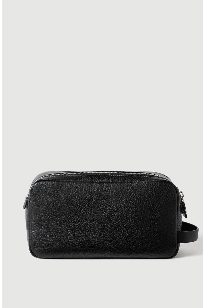 Grained calfskin beauty case with double zipper, Alternate, color, Black