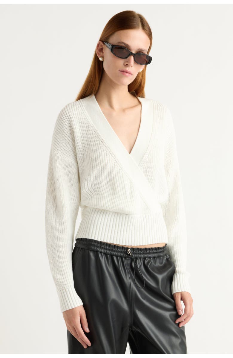 Modern Citizen Maren Cropped V-Neck Sweater, Main, color, White