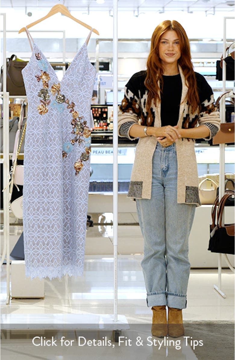 Martine Floral Appliqué Lace Midi Cocktail Dress, sales video thumbnail