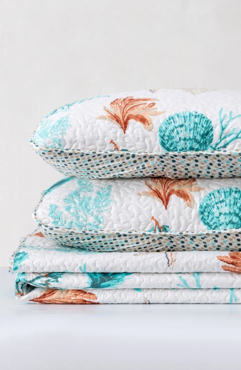 Watercolor Coastal Quilt & Sham Set